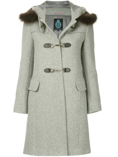 Guild Prime Fur Collar Double Breasted Coat In Grey