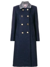 THOM BROWNE Fur Top Collar Wool Overcoat