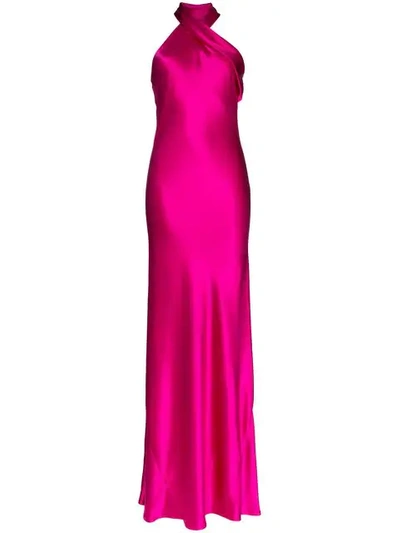 Galvan Pandora Silk-satin Maxi Dress In Pink