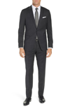 Hugo Boss Nestro/byte Trim Fit Stretch Solid Wool Suit In Black