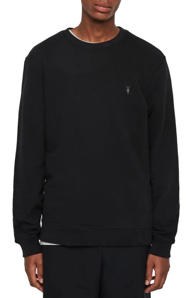 Allsaints Mens Washed Black Ollie Logo-embroidered Cotton Sweatshirt M