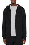 Allsaints Raven Slim Fit Zip Hoodie In Jet Black