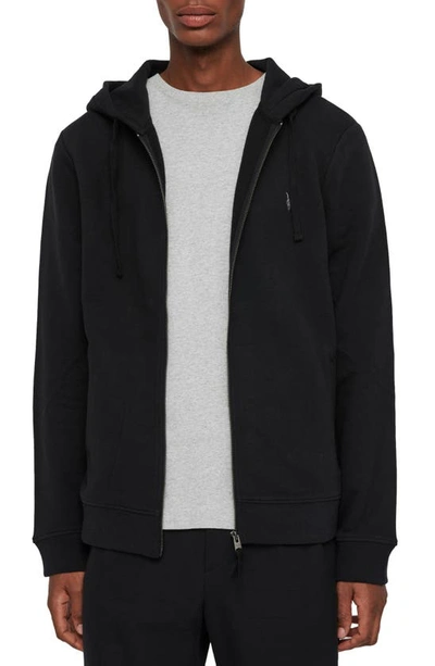 Allsaints Raven Slim Fit Zip Hoodie In Black