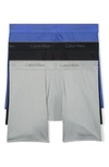 Calvin Klein 3-pack Stretch Boxer Briefs In Black/ Cobalt/ Grey