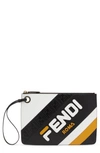 FENDI X FILA MEDIUM MANIA LOGO LEATHER CLUTCH - YELLOW,8BS021-A5S1