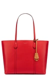 Tory Burch Perry Leather 13-inch Laptop Tote - Red In Brilliant Red