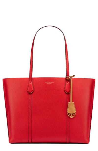Tory Burch Perry Leather 13-inch Laptop Tote - Red In Brilliant Red