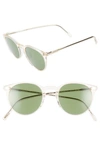 Oliver Peoples Men's O'malley Peaked Round Sunglasses With Mineral Glass Lenses - Buff Green In Buff/ Green