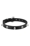 GUCCI FELINE HEAD STUD LEATHER BRACELET,YBA50154300200S