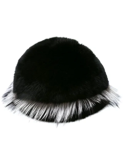 Gigi Burris Millinery Freja Fox Fur Cap In Black