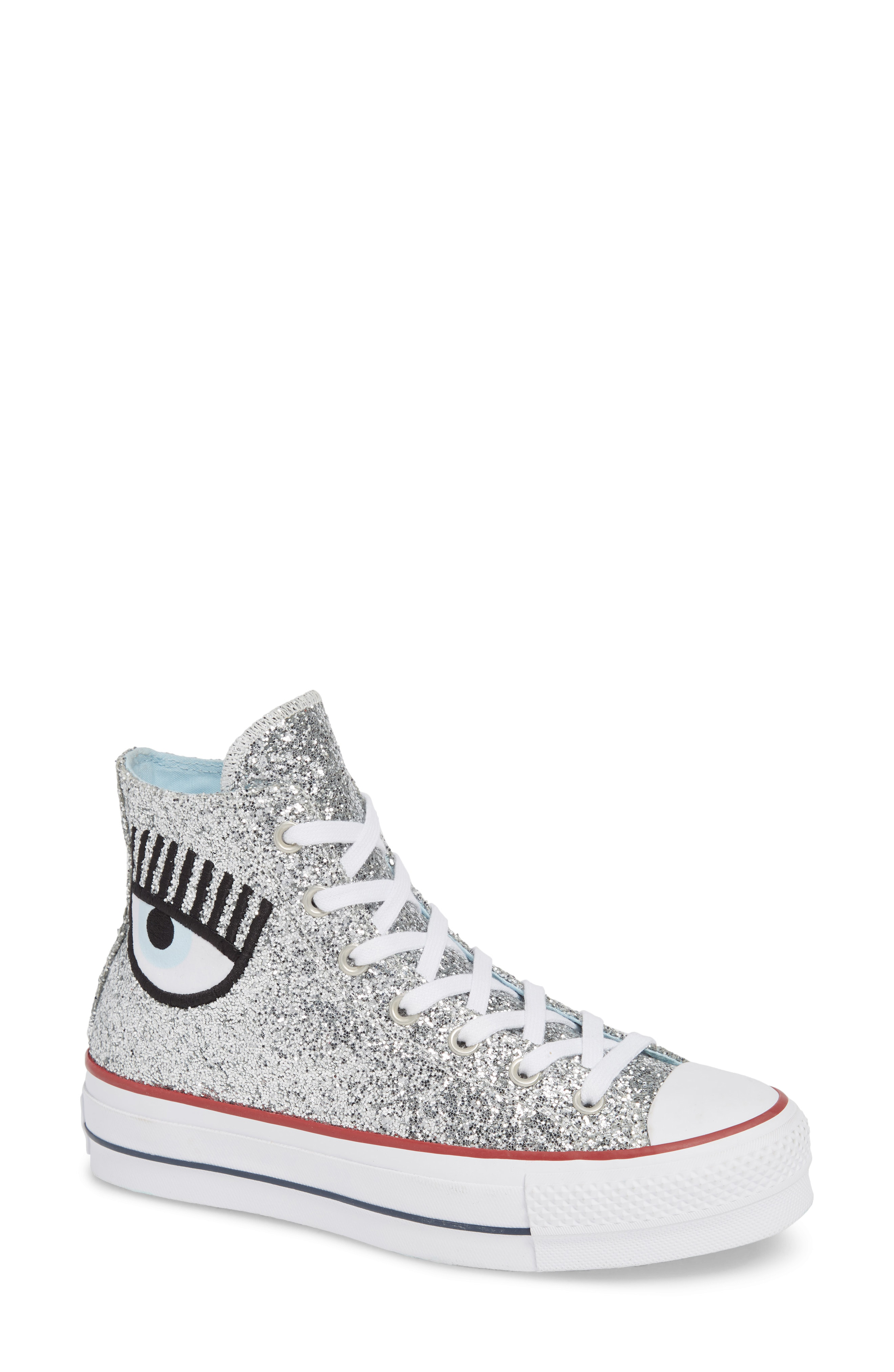 Converse X Chiara Ferragni Women's Chuck Taylor Glitter High Top Sneakers In Silver Glitter | ModeSens