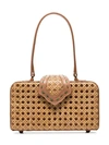 MEHRY MU BROWN FEY IN THE 50'S RATTAN LEATHER BOX BAG