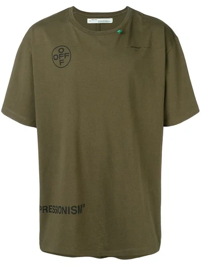 Off-white Stencil-print Cotton T-shirt In Army