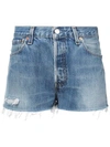 Re/done Womens Blue Cotton Shorts