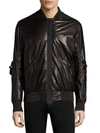 HELMUT LANG Stand Collar Leather Bomber,0400097813994