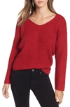 Astr Twist Back Sweater In Red Lipstick