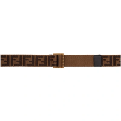 Fendi Ff Logo-jacquard Belt In Brown
