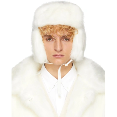 Landlord Faux Fur Trapper Hat In White