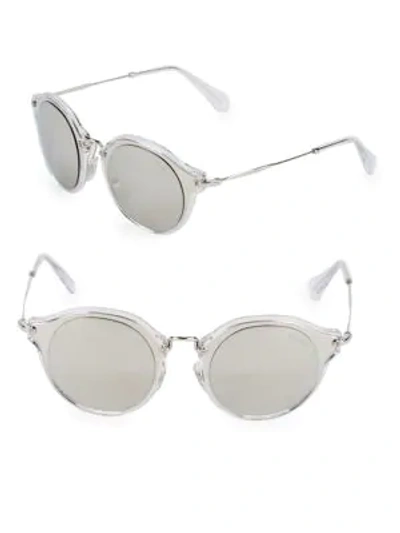 Miu Miu Lucite 49mm Round Sunglasses In Silver