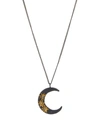 ACANTHUS OXIDISED SILVER LARGE CELESTIAL STAR MOON DIAMOND NECKLACE