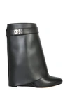 Givenchy Calfskin Shark-lock Fold-over Bootie In Black