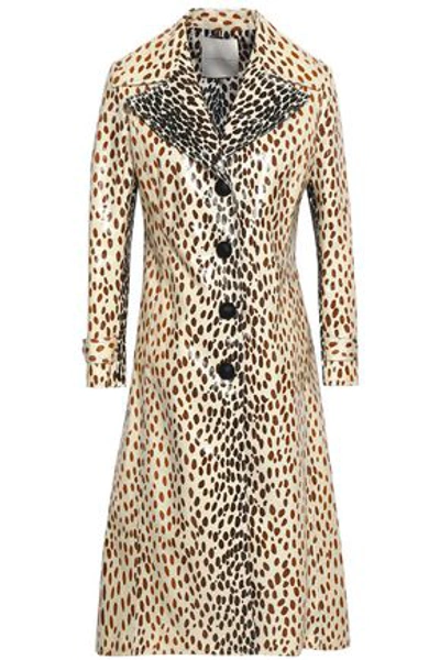 Marco De Vincenzo Woman Coated Printed Cotton-blend Coat Beige