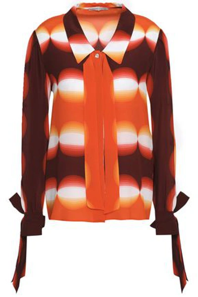 Marco De Vincenzo Woman Embellished Printed Silk-georgette Shirt Orange