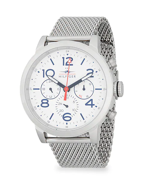 tommy hilfiger black stainless steel mesh bracelet watch