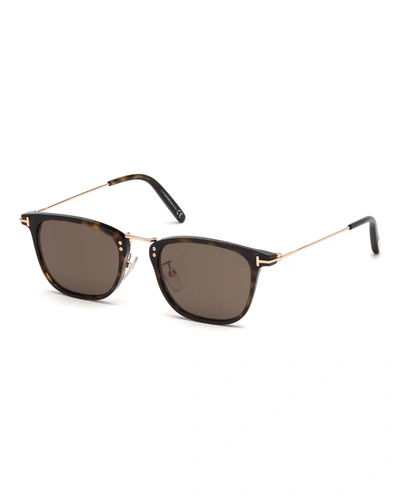 Tom Ford Men's Beau Metal And Plastic Sunglasses In Brown Pattern