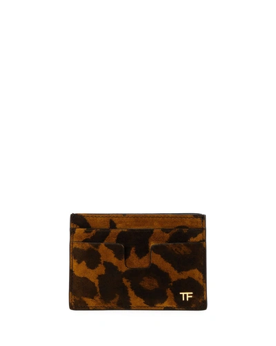 Tom Ford Men's Leopard-print Leather Card Holder