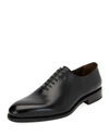 Ferragamo Men's Angiolo Tramezza Whole-cut Leather Lace-up Shoes In Black