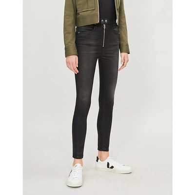 Rag & Bone Baxter Coated Ankle Skinny Jeans With Exposed Zip In Coated Ashes