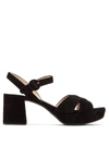 Prada Suede Platform Sandals In Black