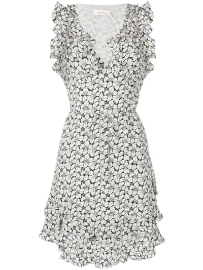 Zimmermann Floral Ruffle Mini Dress In White