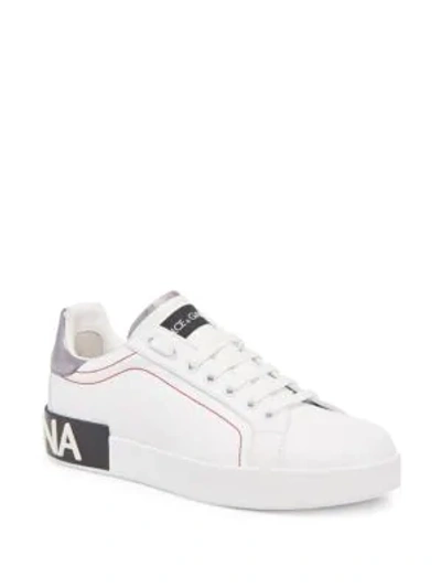 Dolce & Gabbana Portofino Sneakers In White Leather