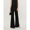 GALVAN Wide flared high-rise satin trousers