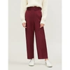SANDRO ALOES BELTED HIGH-RISE WIDE-LEG COTTON-BLEND TWILL TROUSERS