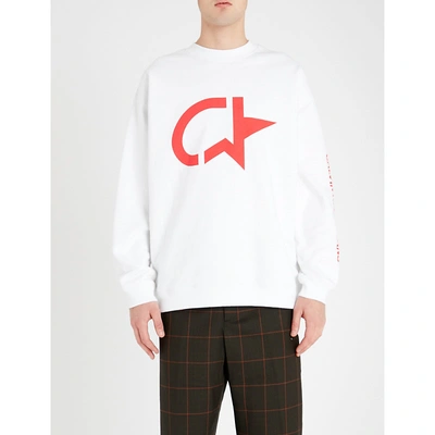 Calvin Klein Jeans Est.1978 Logo-print Cotton-blend Sweatshirt In Bright White