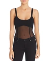 Tiger Mist Valora Sheer Detail Sleeveless Bodysuit In Black