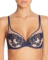 Simone Perele Saga Sheer Underwire Plunge Bra In Navy