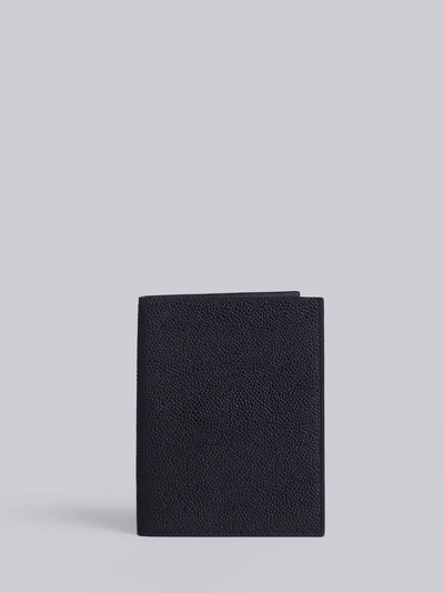 Thom Browne Passport Holder In Pebble Grain In Black