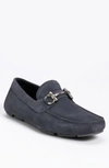 Ferragamo Men's Parigi Suede Moc-toe Drivers In Asfalto Nero