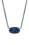 Kendra Scott Elisa Filigree Pendant Necklace In Blue Drusy/ Navy Gnmt