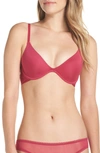 On Gossamer 'beautifully Basic' Lace Trim Underwire Plunge Bra In Radiant Orchid