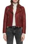 Allsaints Dalby Leather Biker Jacket In Brick Red