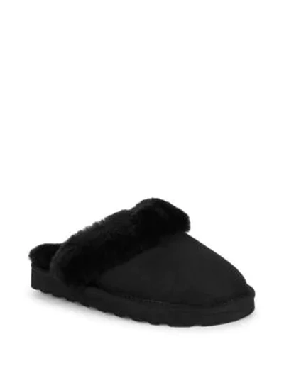 Australia Luxe Collective Dyed Shearling Closed Mule Slippers In Black