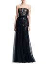 MARCHESA NOTTE Strapless Tulle & Sequin Gown