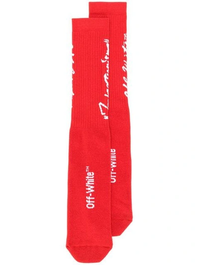 Off-white "socks" Cotton Blend Knit Socks In 2001 Red White