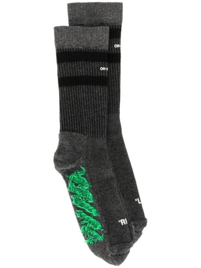 Off-white Striped Cotton-blend Sport Socks In 1088 Black Multicolor