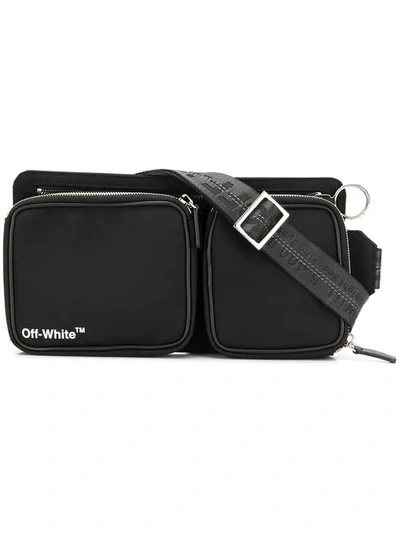 Off-white Nylon Belt Bag W/ Webbing In Black